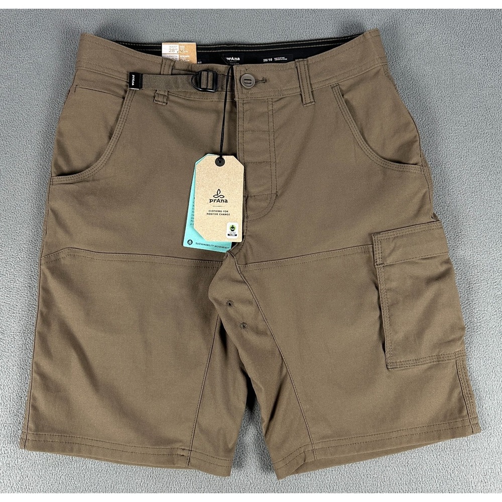 Prana Shorts 28 Brown Stretch Zion II Short Cargo Belted Performance Hiking New